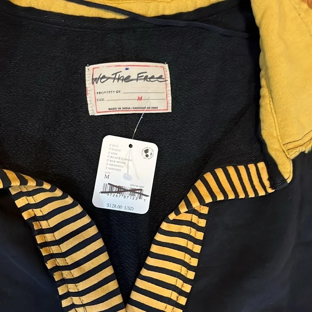 Free People Clean Prep Polo Pullover Top Oversized Striped Size Medium NWT